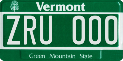 VT license plate ZRU000