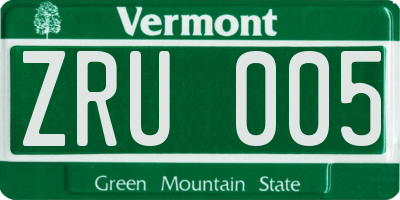 VT license plate ZRU005