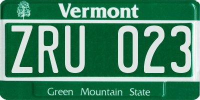 VT license plate ZRU023