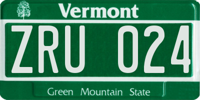 VT license plate ZRU024