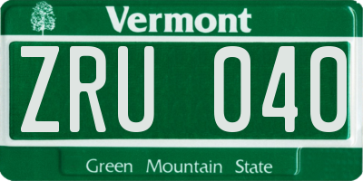 VT license plate ZRU040