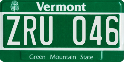 VT license plate ZRU046