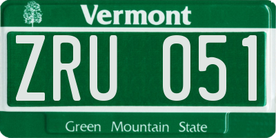VT license plate ZRU051