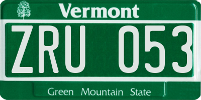 VT license plate ZRU053