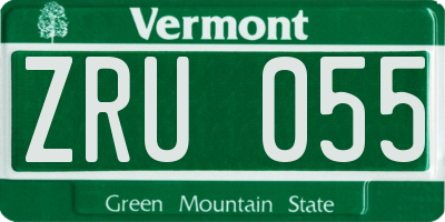 VT license plate ZRU055