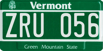 VT license plate ZRU056