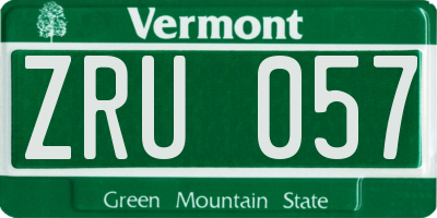 VT license plate ZRU057