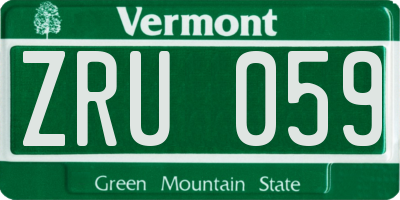 VT license plate ZRU059