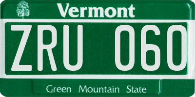 VT license plate ZRU060