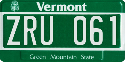 VT license plate ZRU061