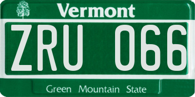 VT license plate ZRU066