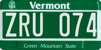 VT license plate ZRU074
