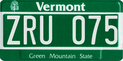 VT license plate ZRU075