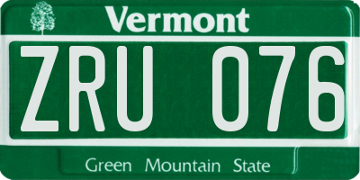 VT license plate ZRU076
