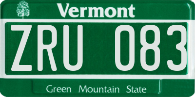 VT license plate ZRU083