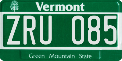 VT license plate ZRU085