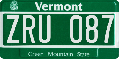VT license plate ZRU087