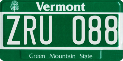 VT license plate ZRU088
