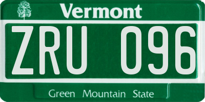 VT license plate ZRU096