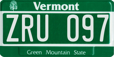 VT license plate ZRU097