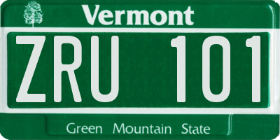 VT license plate ZRU101