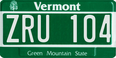 VT license plate ZRU104