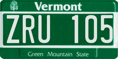 VT license plate ZRU105