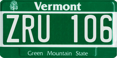 VT license plate ZRU106