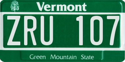 VT license plate ZRU107