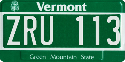 VT license plate ZRU113