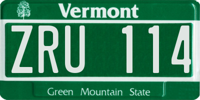 VT license plate ZRU114
