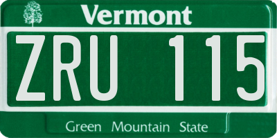 VT license plate ZRU115