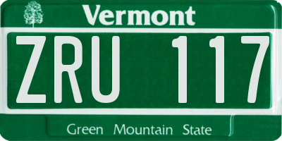 VT license plate ZRU117