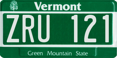 VT license plate ZRU121