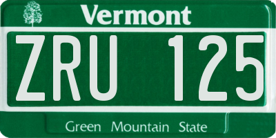 VT license plate ZRU125