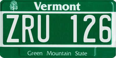 VT license plate ZRU126
