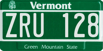 VT license plate ZRU128