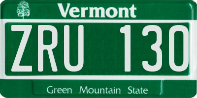VT license plate ZRU130