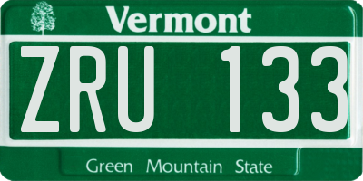 VT license plate ZRU133