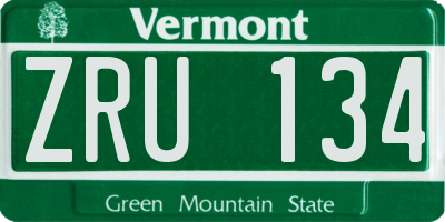VT license plate ZRU134