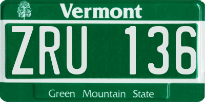 VT license plate ZRU136