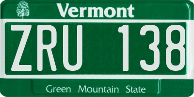 VT license plate ZRU138