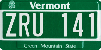 VT license plate ZRU141