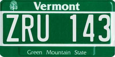 VT license plate ZRU143