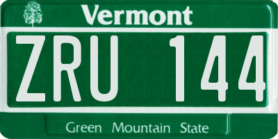 VT license plate ZRU144