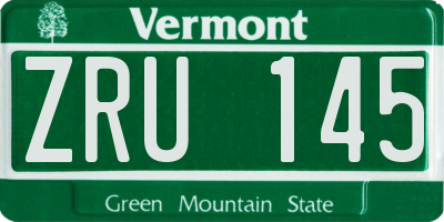 VT license plate ZRU145