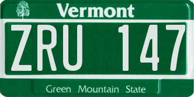 VT license plate ZRU147