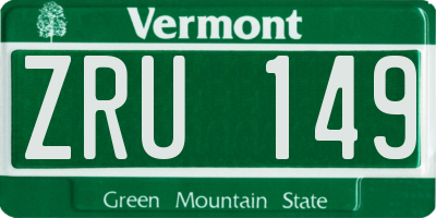 VT license plate ZRU149