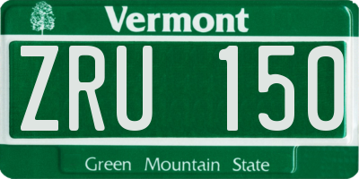 VT license plate ZRU150