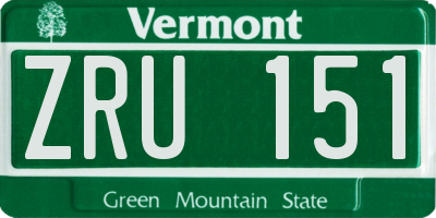 VT license plate ZRU151